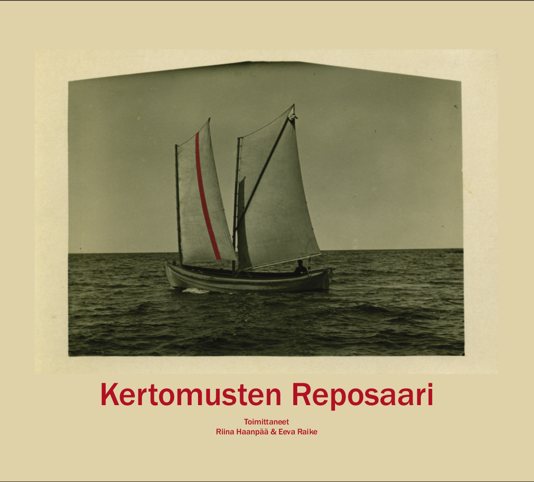 Kuvassa kansi teoksesta "Kertomusten Reposaari".