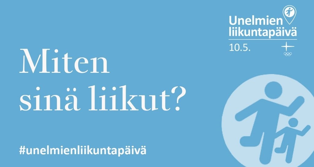 Miten sinä liikut? Unelmien liikuntapäivä 10.5.2022. Lisätiedot uinninvalvomosta 044-4325442Ohjelma julkaistaan viikolla 18. Lisätietoja uinninvalvomosta p. 044-432 5442