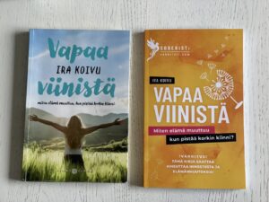 Kuvassa kirjan Vapaa viinistä kansi.