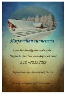 Anne Ketolan mainos (kuva) Talvinen kuva tapahtuman teksteillä.