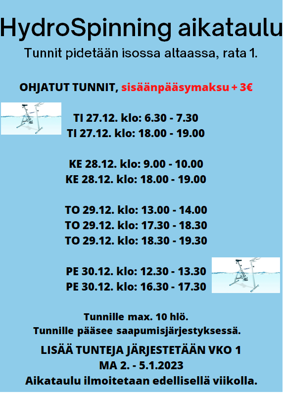 HydroSpinning- aikatauluja.