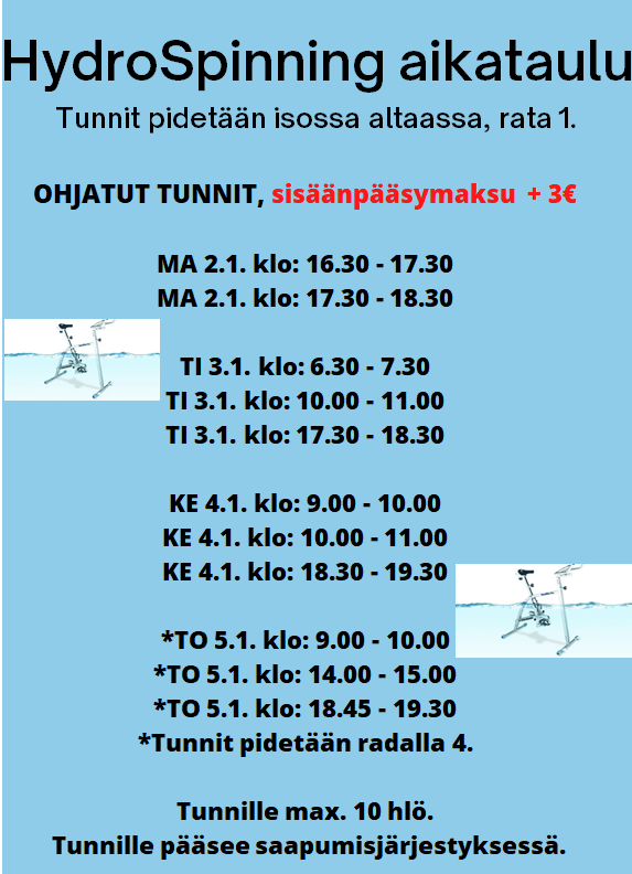 Kuvassa aikatauluja, kuva hydro spinningpyörästä. 