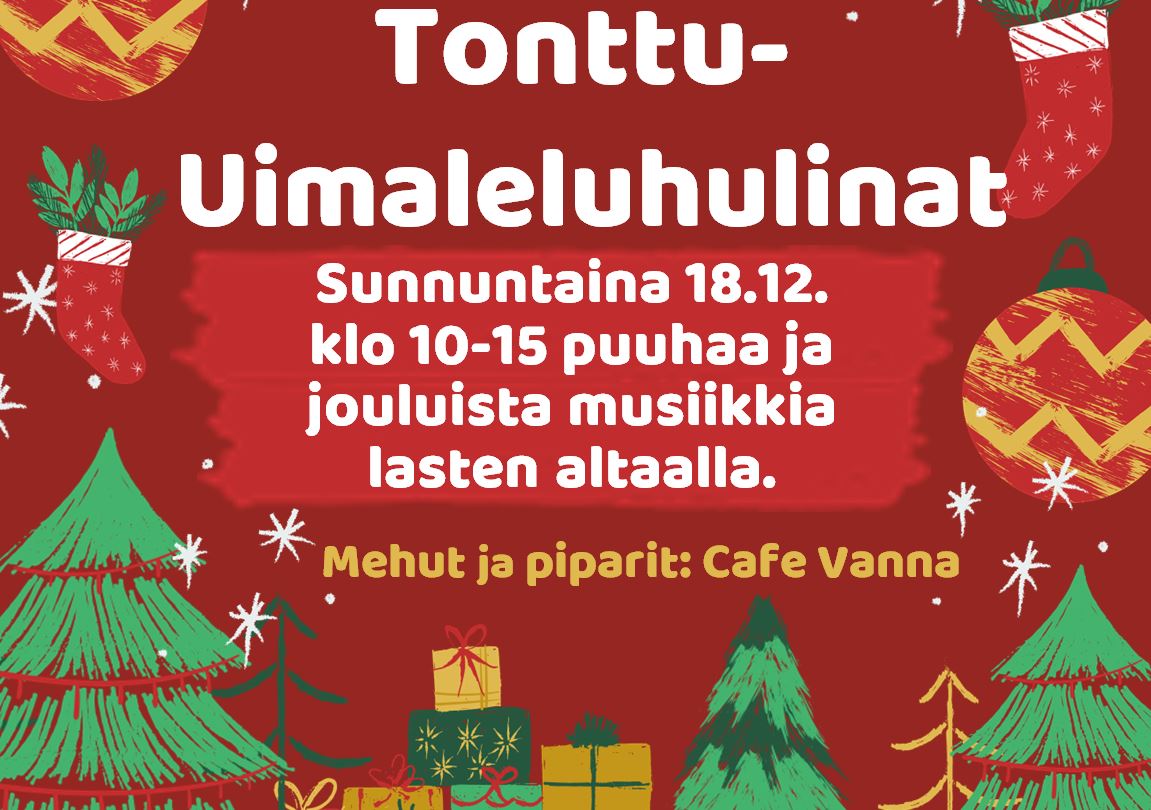 Tonttu-uimaleluhulinat sunnuntaina 18.12. klo 10-15! Puuhaa ja jouluista musiikkia lasten altaalla. Mehut ja piparit tarjoaa Cafe Vanna ja Harjavallan kaupunki.