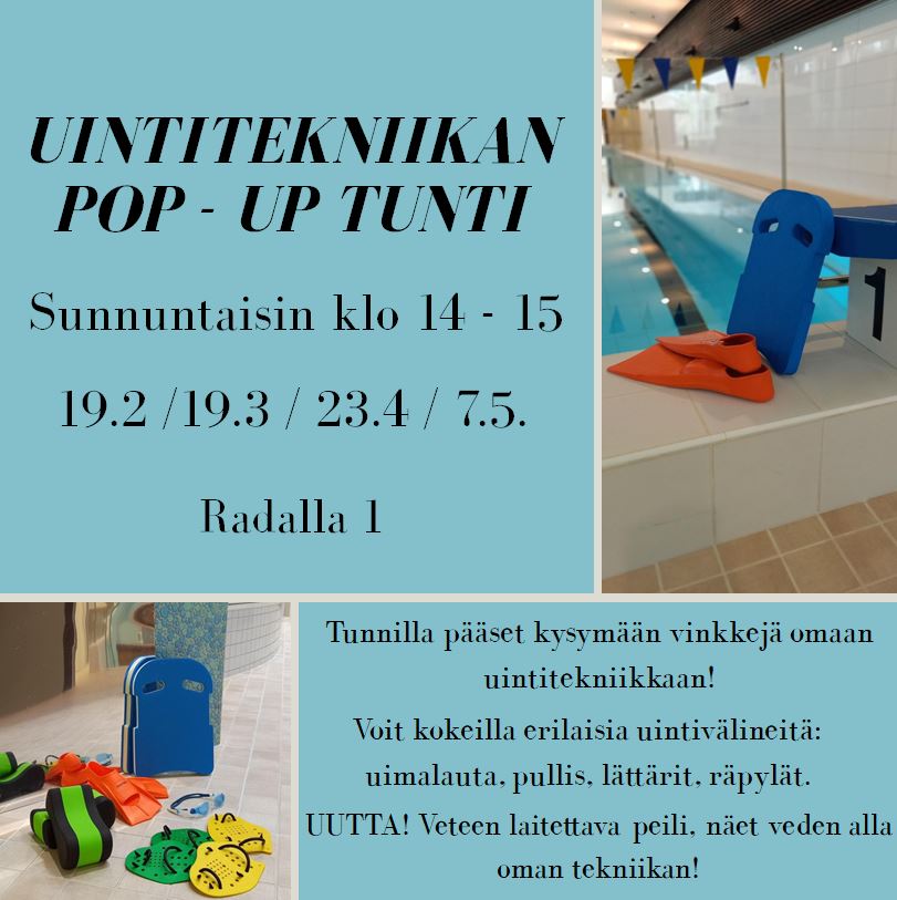 Kuvassa uintivälineitä.