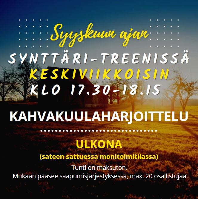 Synttäri-treeni syyskuun ajan. Lisätietoja uinninvalvomosta 044-432 5442