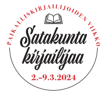 Kuvan logossa lukee "Satakunta kirjailijaa – Paikalliskirjailijoiden viikko 2.–9.3.2024"
