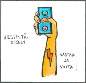 Piirettykuva kädestä.
