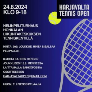 Julisteessa näkyy mainos tennisturnauksesta