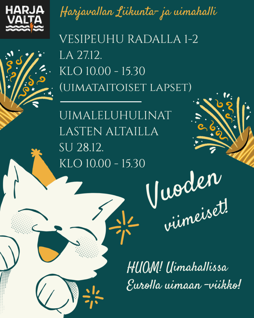 Viikonloppuun tulossa myös tämän vuoden viimeiset vesipeuhu sekä uimaleluhulinat. 