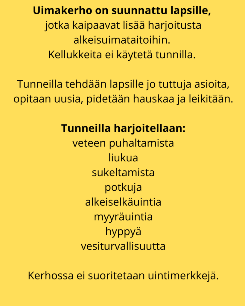 Kuvassa tietoa uimakerhosta harjavallan liikunta- ja uimahallilla 16.-19.2.26. lisää tietoa uinninvalvonnasta p. 044-4325442